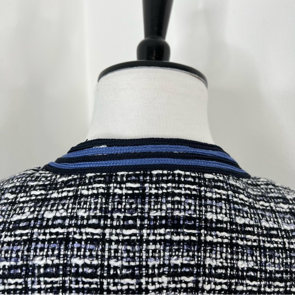 Rafaella | Petite Blue and White Tweed Blazer Jacket Coat - Picture 6 of 9